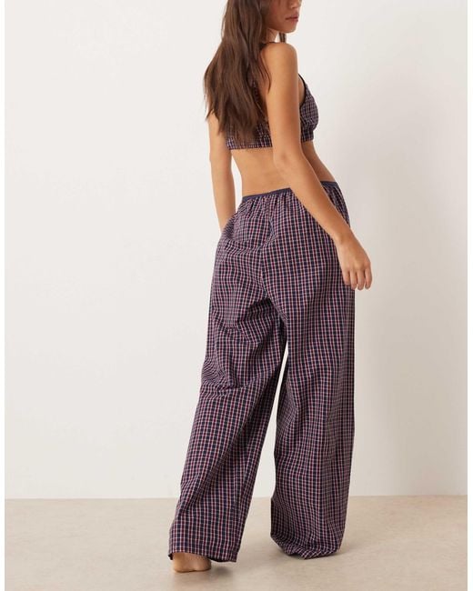ASOS Purple Wide Leg Pajama Pants With Elastic Waistband