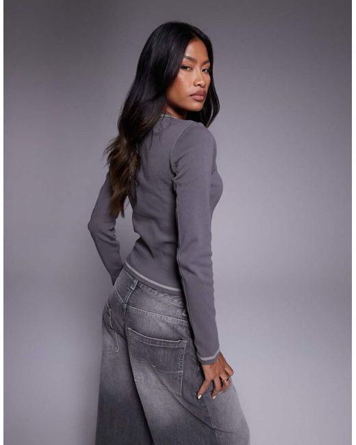 Abrand Jeans Gray Rebellion Print Long Sleeve T-Shirt