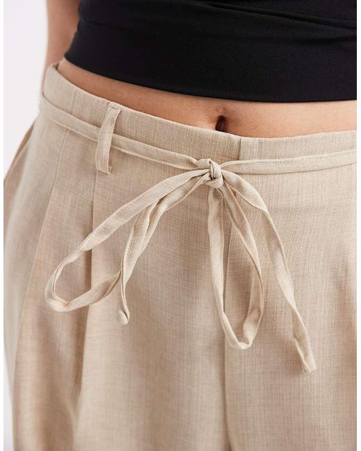 Vero Moda Natural Woven Pleat Front Tailored Trouser With Tie Waist