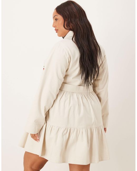ASOS Natural Asos design curve – mini-hemdblusenkleid aus twill