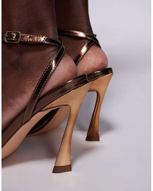 Public Desire Brown Thrill Ride Barely There Heeled Sandals