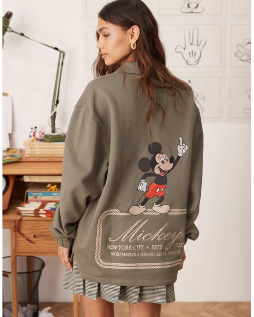 ASOS Brown Disney Unisex Oversized Polo Sweatshirt With Mickey Mouse Prints