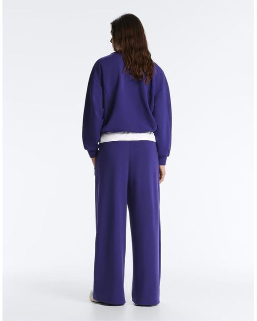 Oysho Blue Half-zip Sweatshirt With Brushed Modal
