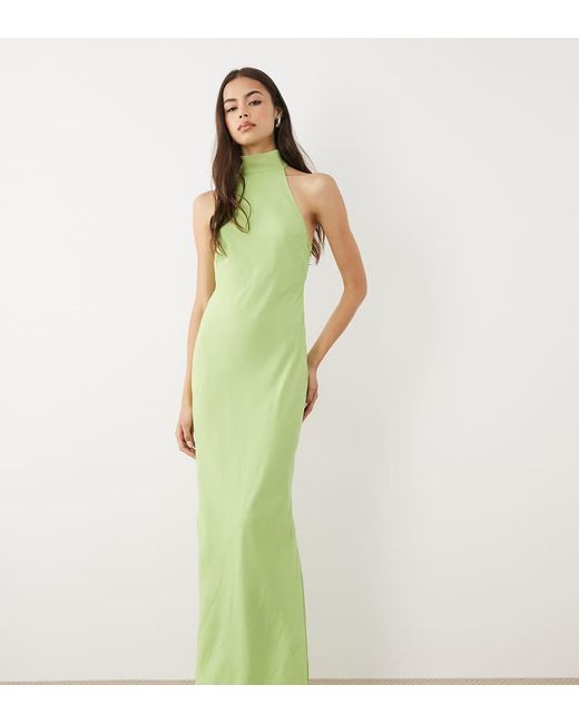 ASOS Green Asos Design Tall Chiffon High Neck Midi Dress