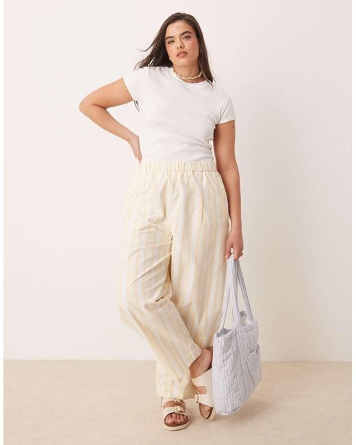 ASOS Natural Curve Linen Look Barrel Trousers