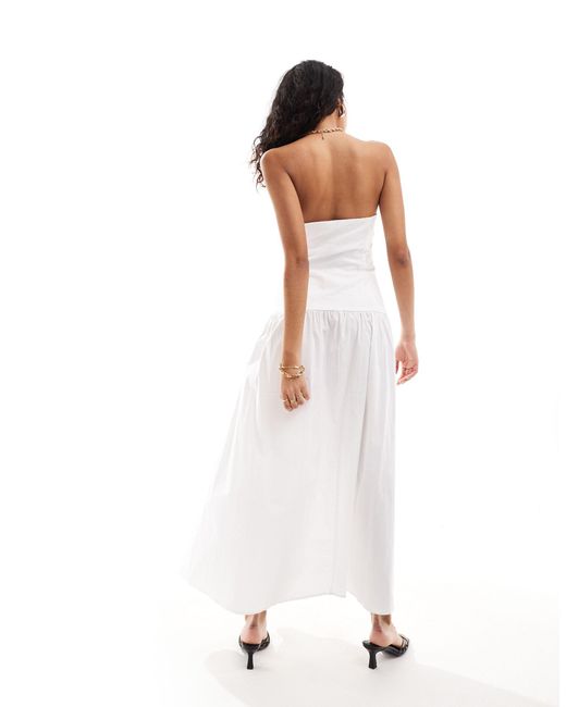 4th & Reckless White Bandeau Cut Out Dropped Waist Maxi Dress