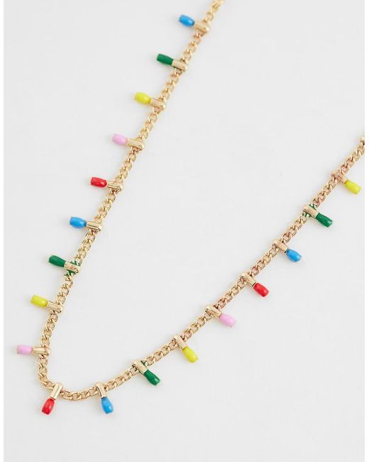 ASOS Natural Short Necklace With -coloured Beading Detail