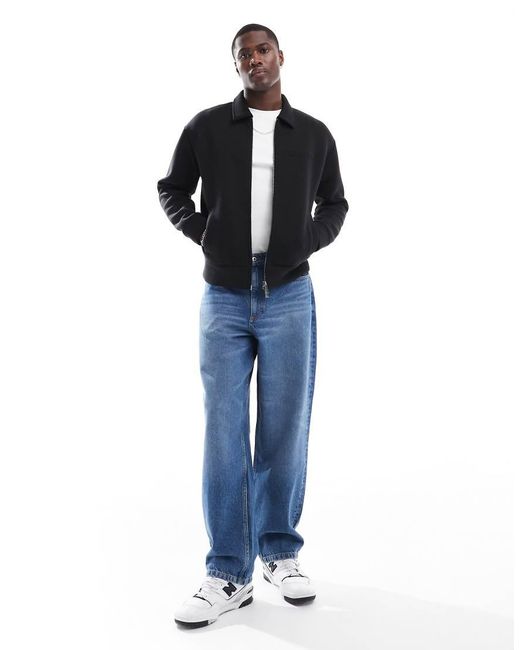 Giacca Nera Con Zip E Logo di Calvin Klein in Blue da Uomo