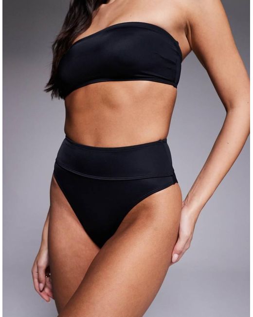 ASOS Black Maya Portofino High Leg Cinch Waist Bikini Bottom