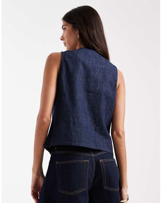 Vero Moda Blue Tie Front Sleeveless Denim Top