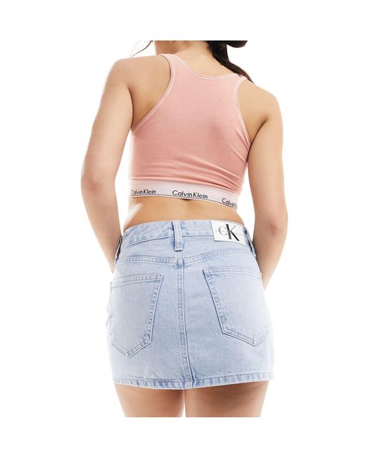 Minifalda muy corta con lavado claro Calvin Klein de color Multicolor