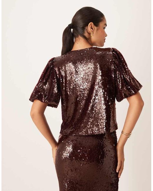 Y.A.S Brown Premium Sequin Top Co-ord