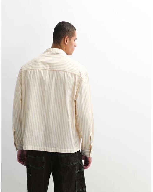 ASOS White Oversized Poplin Stripe Shirt for men