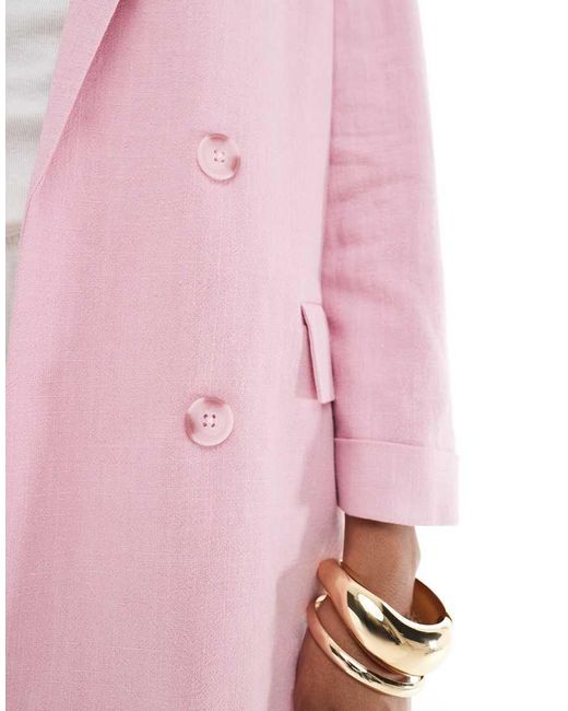 Blazer Effetto Lino di Stradivarius in Pink
