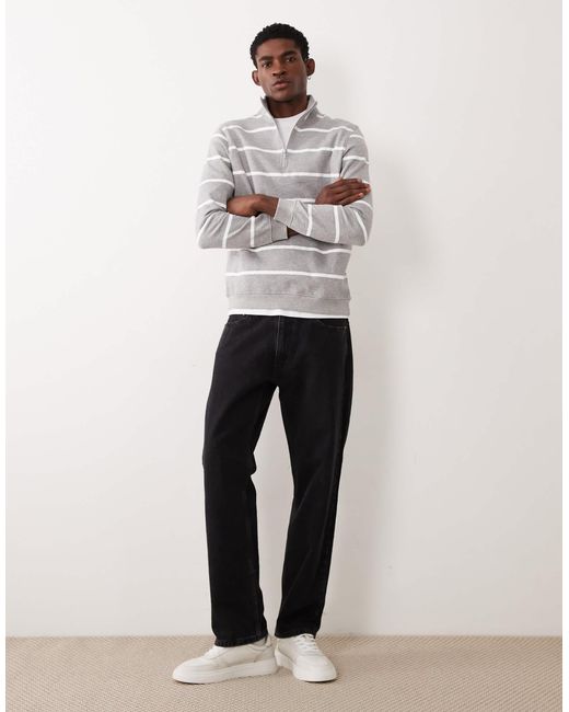 ASOS – gestreiftes basic-sweatshirt in Gray für Herren
