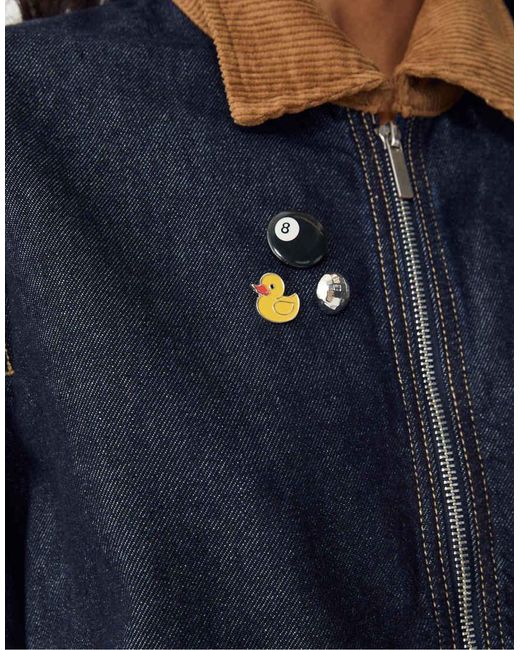 Set Da 5 Spille Nere A Contrasto Con Papera di Stradivarius in Blue