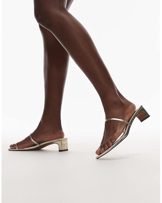 TOPSHOP Brown Ivy Mid Heeled Sandals