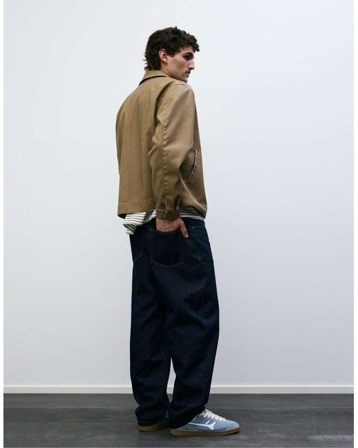 Pull&Bear Natural Washed Faux Leather Jacket for men