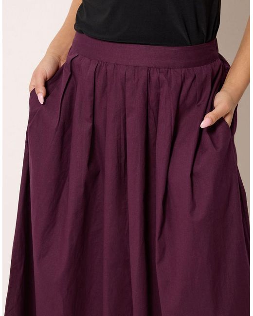 PixieGirl Purple Petite Poplin Cotton Maxi Skirt