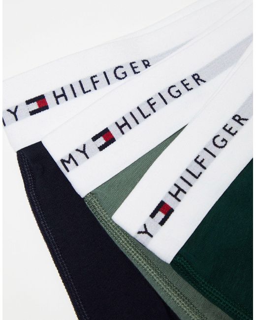 Tommy Hilfiger Green Signature Cotton Essentials 3 Pack Trunks for men