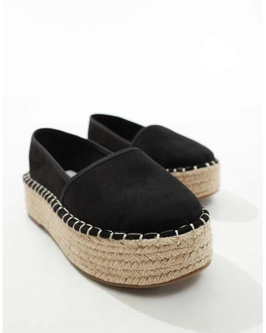 ASOS Gray Wide Fit Journal Flatform Espadrilles