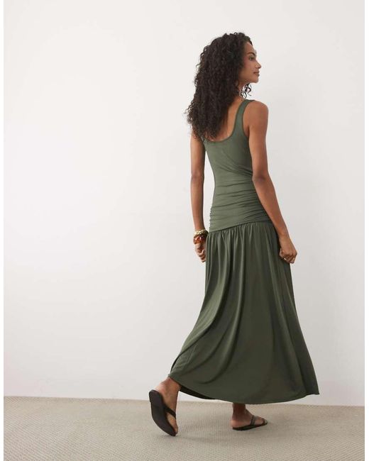 ASOS Green Scoop Vest Maxi Dress With Drop Waist