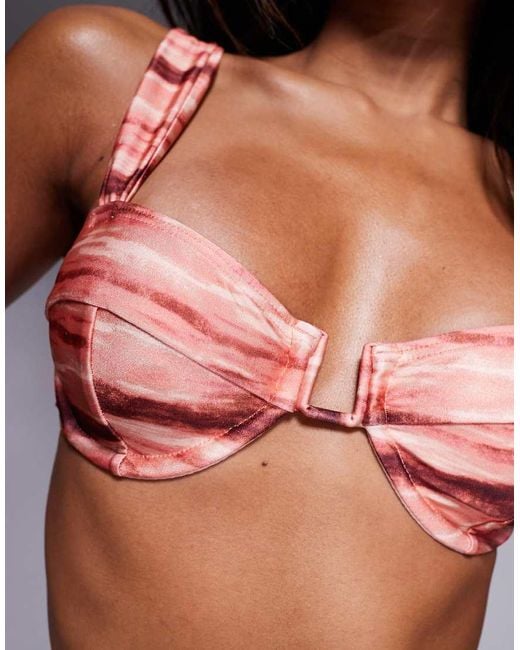 South Beach Brown Blur Print Underwire Bikini Top