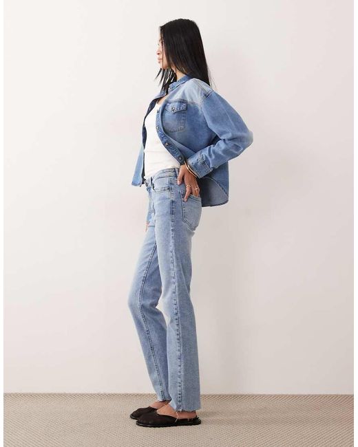 JDY Tall Blue Lullu High Waist Straight Leg Jeans