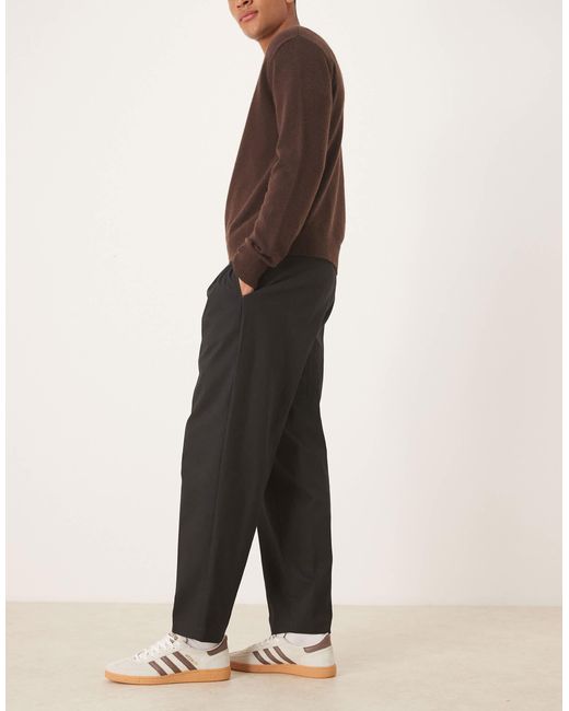 Pantalon habillé coupe oversize fuselée en pur coton ASOS pour homme en coloris Black