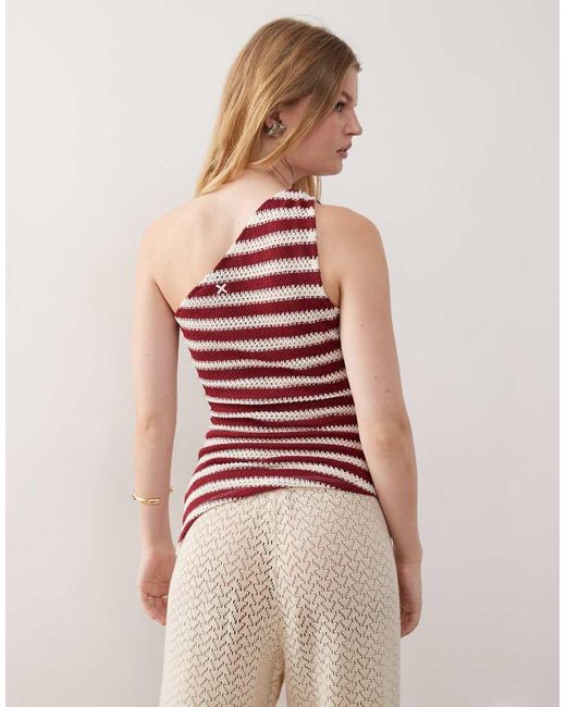 Collusion Pink Asymmetric One Shoulder Stripe Top