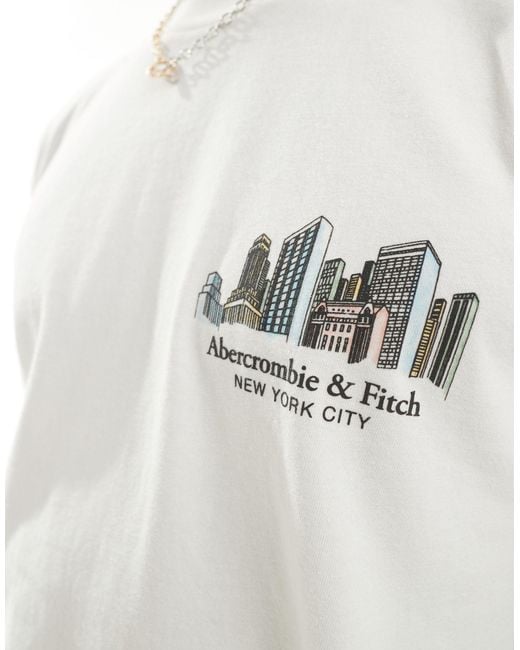 Abercrombie & Fitch White New York City Destination Back Print Relaxed Fit T-shirt for men