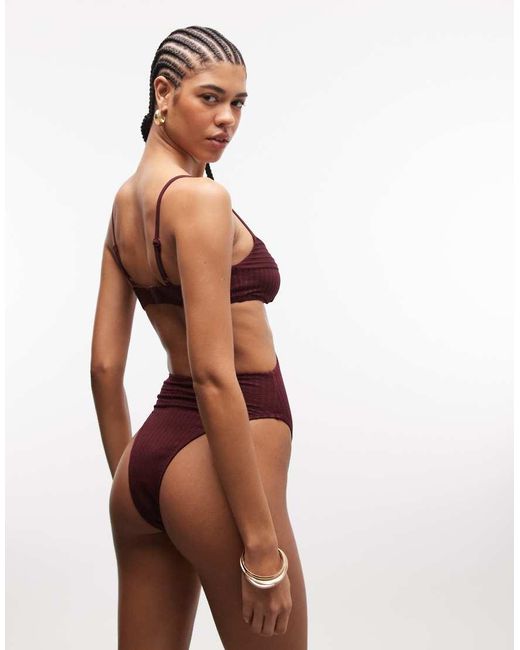 ASOS Red Rory Spliced Rib V Wire Swimsuit