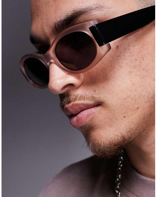 Occhiali Da Sole Con Montatura Nera E Grigia Trasparente E Lenti Fumé Opache di ASOS in Black da Uomo