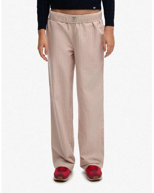 Superdry Blue Cotton Stripe Elasticated Trousers