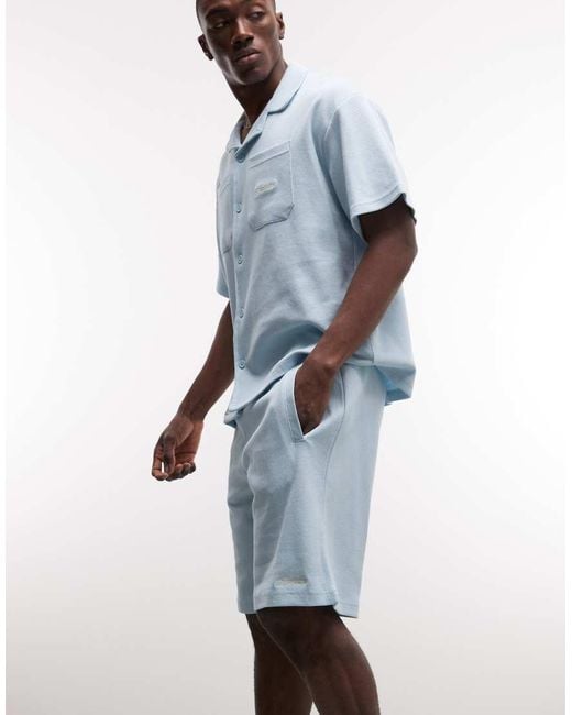 Prohibited Blue Waffle Shorts Co-ord for men