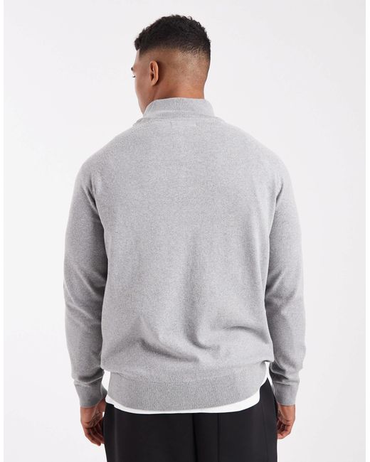 Threadbare Gray 1/4 Zip Knit Sweater for men