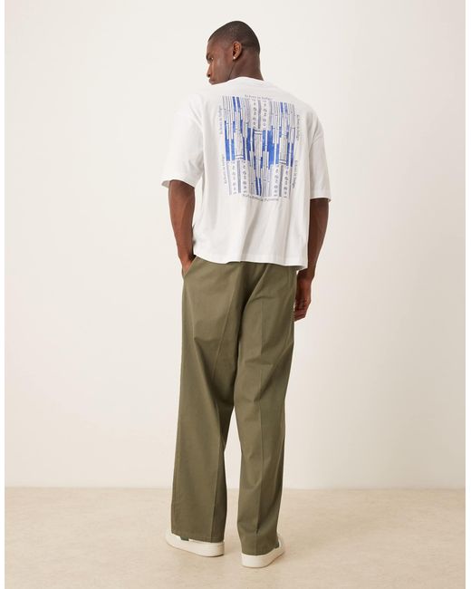 ASOS Natural Cotton Twill Wide Leg Trousers for men