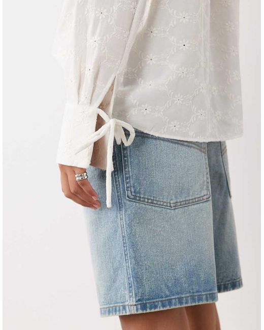 Miss Selfridge White Broderie Oversized Shirt