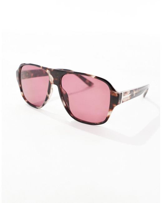 Reclaimed (vintage) Black – unisex-pilotensonnenbrille mit rosa gläsern