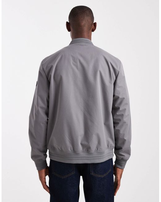 Threadbare Gray Zip Front Bomber Jacket With Pockets for men