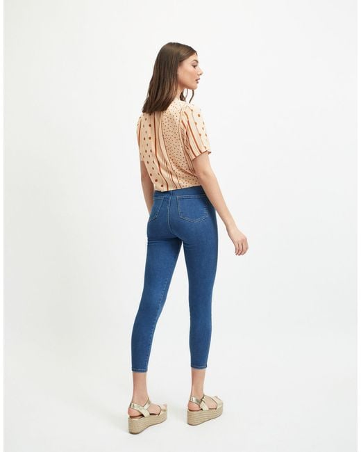 Miss Selfridge Denim Steffi Short Super High Waist Skinny Jeans in Mid Wash  (Blue) - Lyst