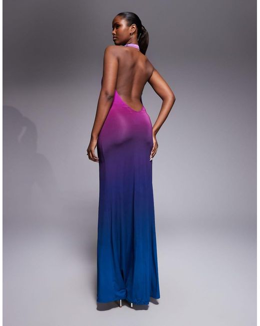 AFRM Purple Imade Slinky Cowl Neck Halter Maxi Dress