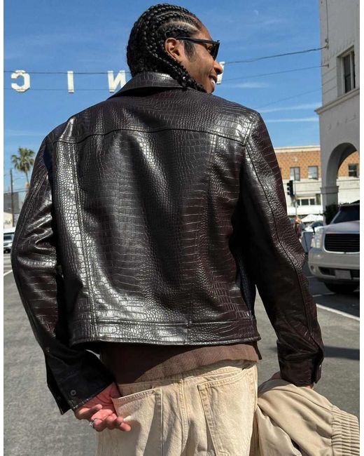 Bershka Gray Faux Leather Jacket for men