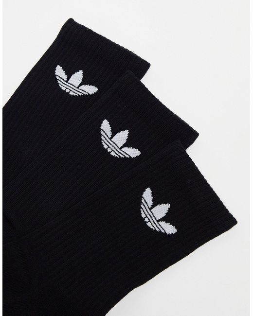 Adidas Originals Black Trefoil Cushion 3-pack Socks