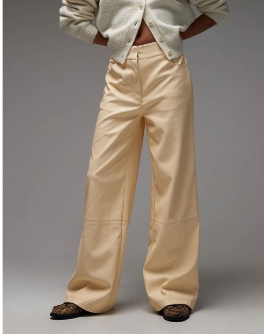 ASOS White Low Rise Menswear Inspired Faux Leather Pants