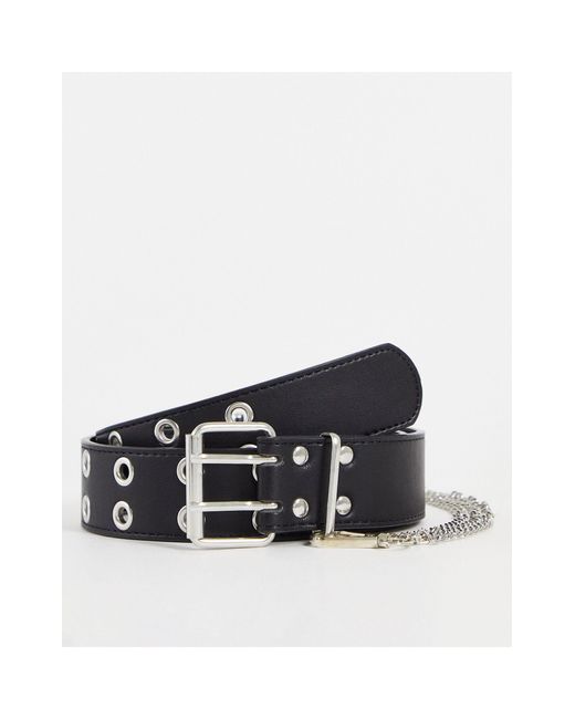 ASOS Denim Wide Waist And Hip Eyelet Jeans Belt With Chain Detail in Black Lyst UK