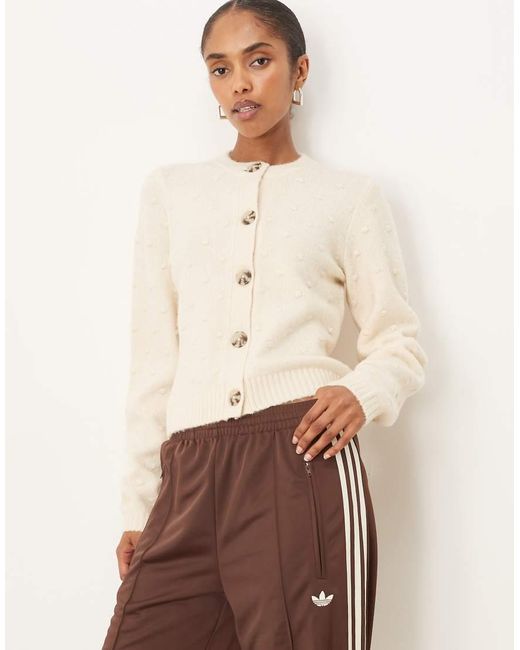 Vila Brown Long Sleeve Jacquard Knit Cardigan