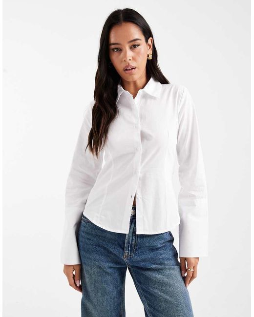 ASOS White Fitted Deep Cuff Shirt