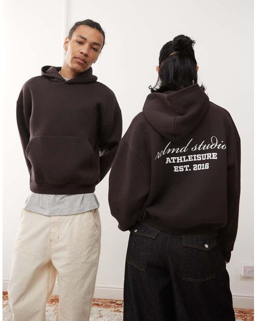 Reclaimed Vintage Black Unisex Cropped Boxy Logo Hoodie