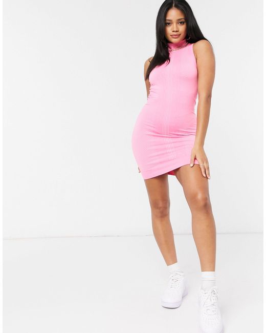 Nike Pink Air Seamless High Neck Monogram Dress